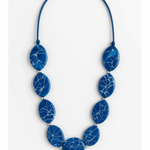 Colar Oval Azul Marmorizado