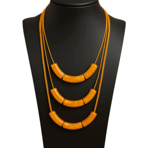 Colar Triplo Laranja Marmorizado
