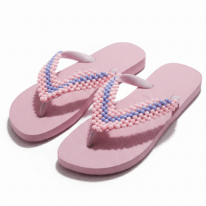Havaianas Rosa Bordada com Pérolas Artesanais